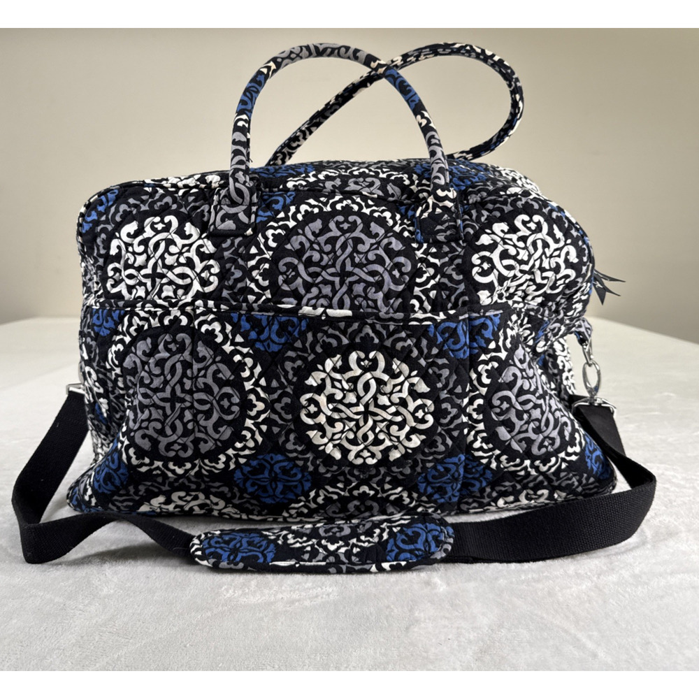 Vera Bradley Weekender Travel Bag in Canterbury Cobalt Black, Blue, Grey, White